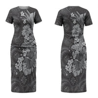 Pauli Hawai'i Hibiscus Couples Matching Short Sleeve Bodycon Dress and Long Sleeve Button Shirt Polynesian Tribal Tattoo Pattern Floral Elements LT9 - Polynesian Pride