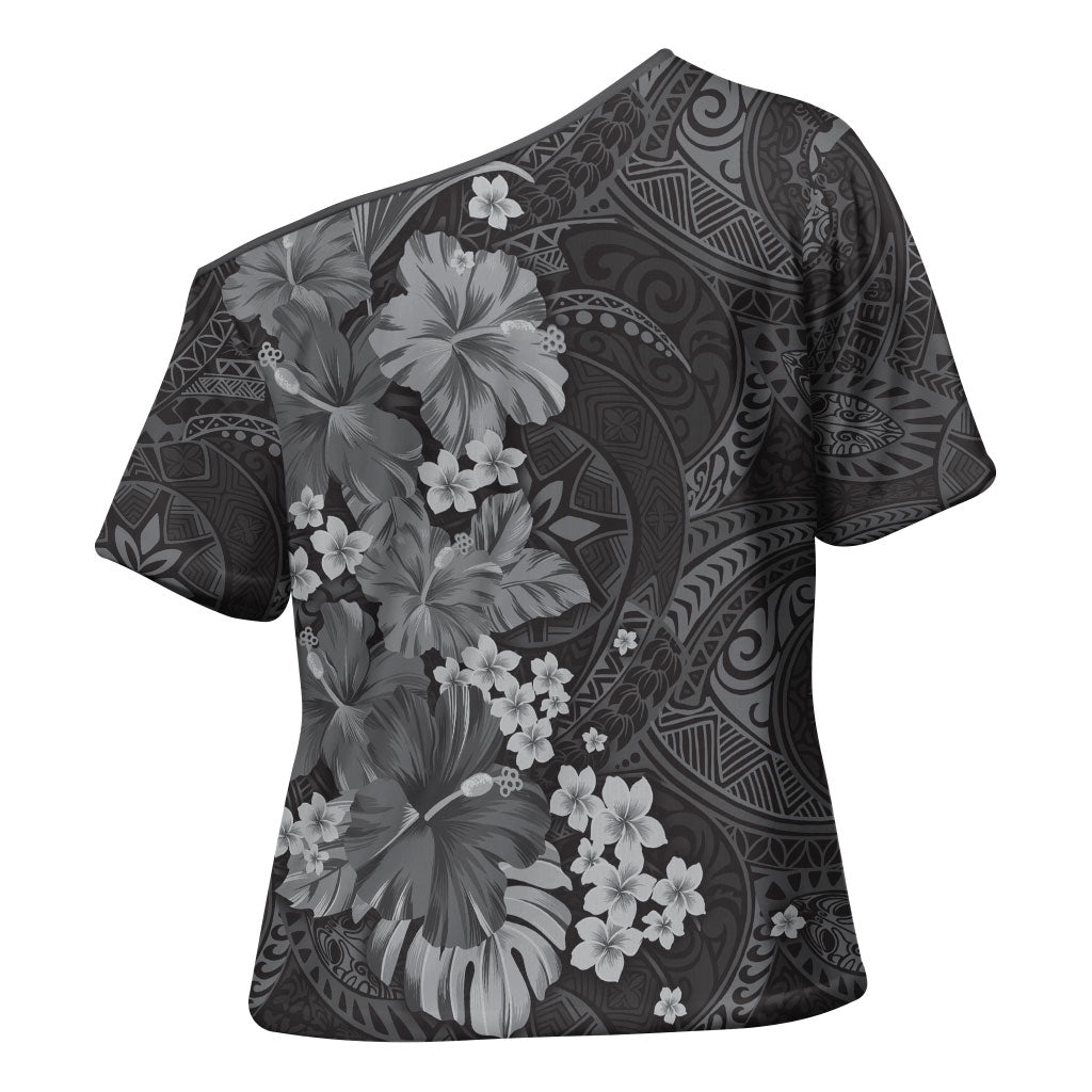 Pauli Hawai'i Hibiscus Cross Shoulder Shirt Polynesian Tribal Tattoo Pattern Floral Elements LT9 - Polynesian Pride