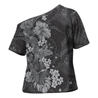 Pauli Hawai'i Hibiscus Cross Shoulder Shirt Polynesian Tribal Tattoo Pattern Floral Elements LT9 - Polynesian Pride