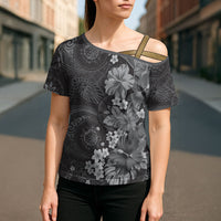 Pauli Hawai'i Hibiscus Cross Shoulder Shirt Polynesian Tribal Tattoo Pattern Floral Elements LT9 - Polynesian Pride