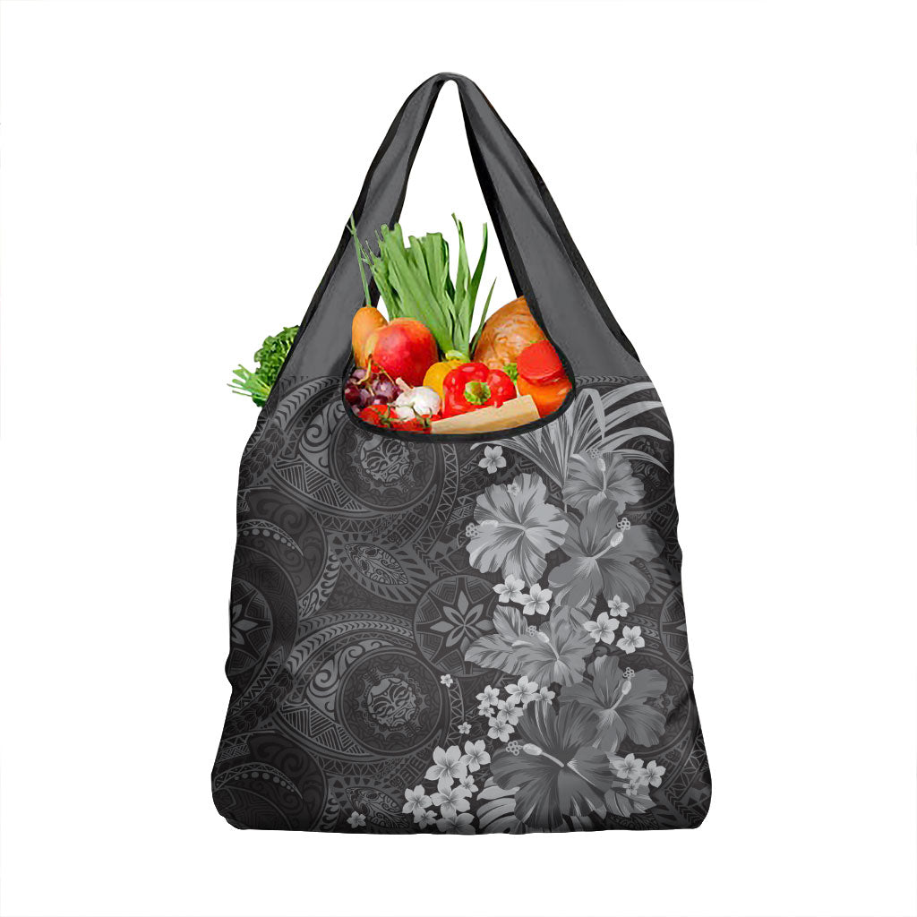 Pauli Hawai'i Hibiscus Grocery Bag Polynesian Tribal Tattoo Pattern Floral Elements LT9 1-pack One Size Soft Black - Polynesian Pride