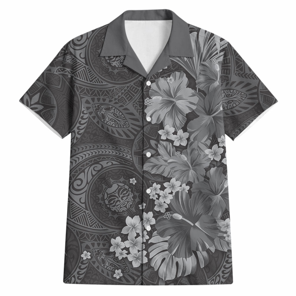 Pauli Hawai'i Hibiscus Hawaiian Shirt Polynesian Tribal Tattoo Pattern Floral Elements LT9 Soft Black - Polynesian Pride