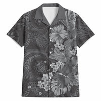 Pauli Hawai'i Hibiscus Hawaiian Shirt Polynesian Tribal Tattoo Pattern Floral Elements LT9 Soft Black - Polynesian Pride