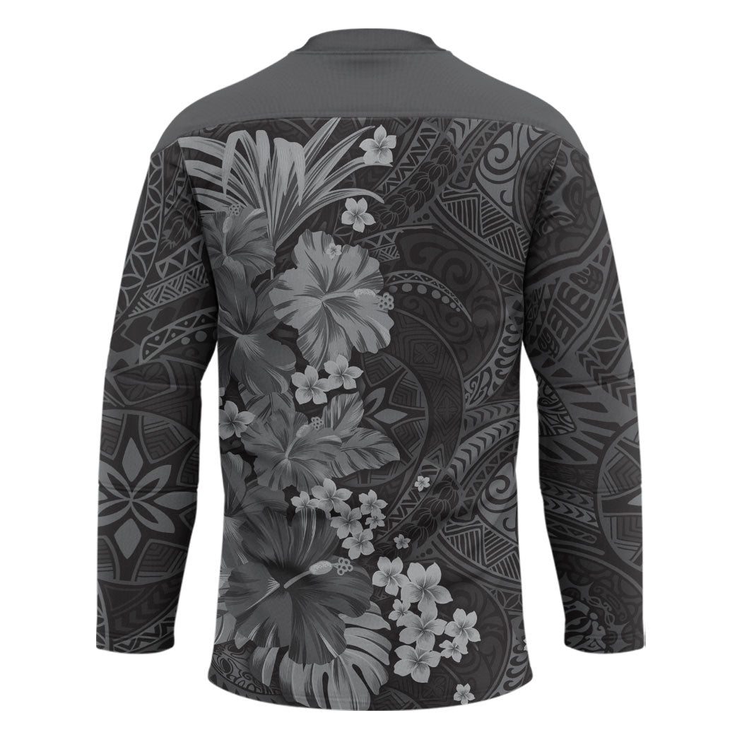 Pauli Hawai'i Hibiscus Hockey Jersey Polynesian Tribal Tattoo Pattern Floral Elements LT9 - Polynesian Pride