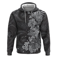 Pauli Hawai'i Hibiscus Hoodie Polynesian Tribal Tattoo Pattern Floral Elements LT9 Pullover Hoodie Soft Black - Polynesian Pride