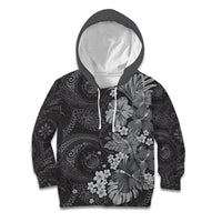 Pauli Hawai'i Hibiscus Kid Hoodie Polynesian Tribal Tattoo Pattern Floral Elements LT9 Hoodie Soft Black - Polynesian Pride