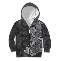 Pauli Hawai'i Hibiscus Kid Hoodie Polynesian Tribal Tattoo Pattern Floral Elements LT9 Zip Hoodie Soft Black - Polynesian Pride