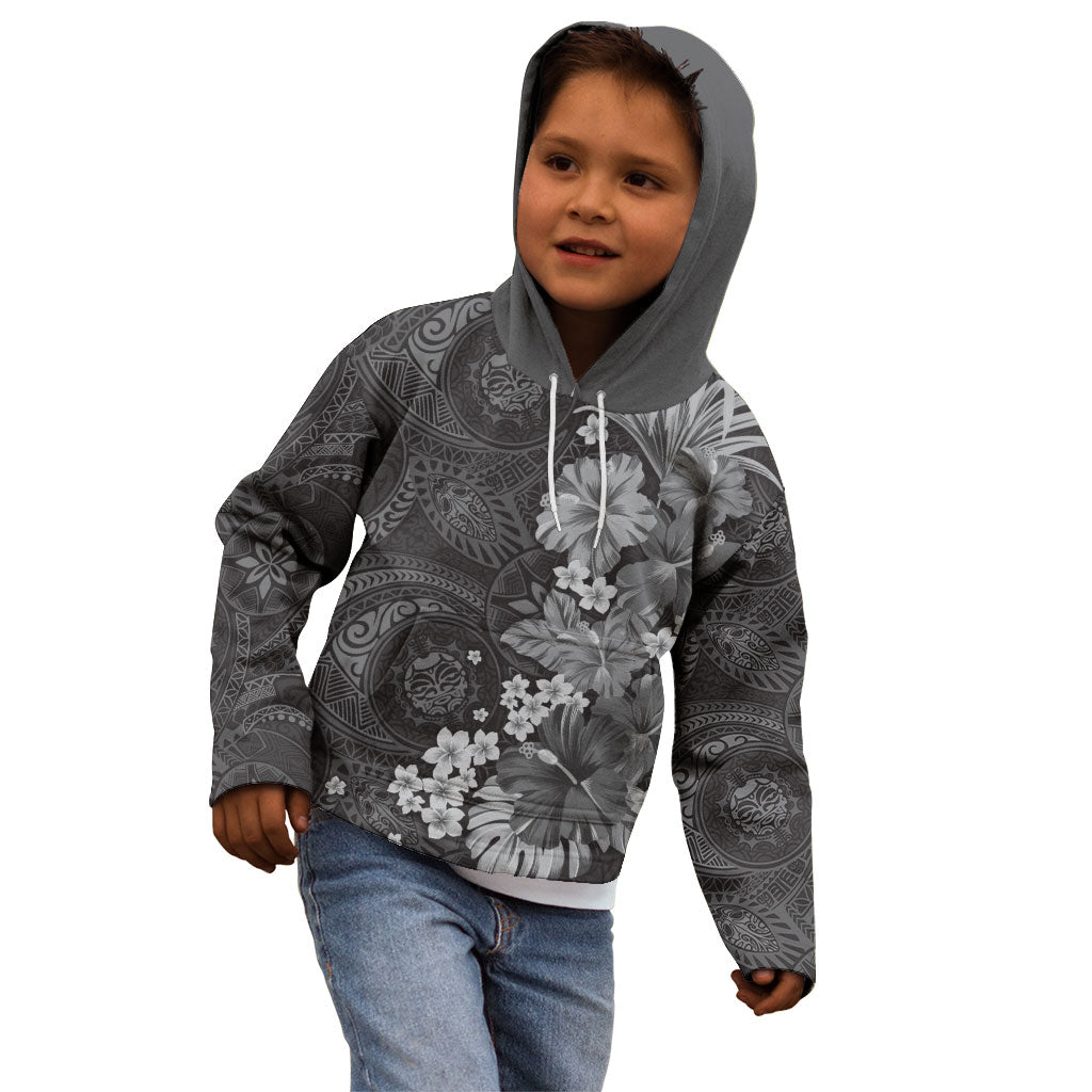 Pauli Hawai'i Hibiscus Kid Hoodie Polynesian Tribal Tattoo Pattern Floral Elements LT9 - Polynesian Pride