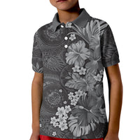 Pauli Hawai'i Hibiscus Kid Polo Shirt Polynesian Tribal Tattoo Pattern Floral Elements LT9 Kid Soft Black - Polynesian Pride