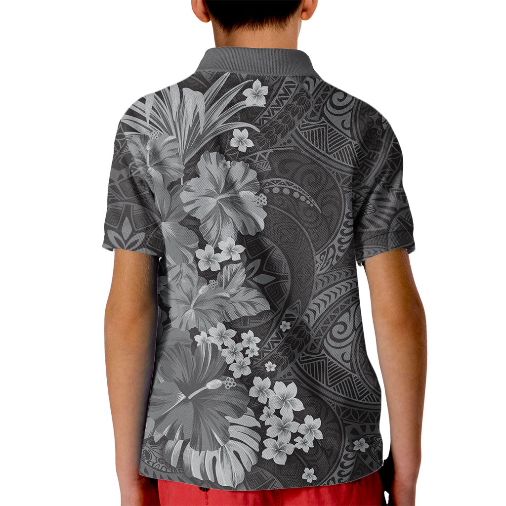 Pauli Hawai'i Hibiscus Kid Polo Shirt Polynesian Tribal Tattoo Pattern Floral Elements LT9 - Polynesian Pride
