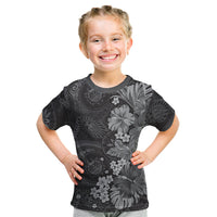 Pauli Hawai'i Hibiscus Kid T Shirt Polynesian Tribal Tattoo Pattern Floral Elements LT9 Soft Black - Polynesian Pride