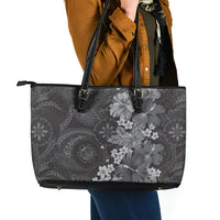 Pauli Hawai'i Hibiscus Leather Tote Bag Polynesian Tribal Tattoo Pattern Floral Elements LT9 - Polynesian Pride