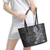 Pauli Hawai'i Hibiscus Leather Tote Bag Polynesian Tribal Tattoo Pattern Floral Elements LT9 - Polynesian Pride