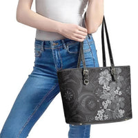 Pauli Hawai'i Hibiscus Leather Tote Bag Polynesian Tribal Tattoo Pattern Floral Elements LT9 - Polynesian Pride