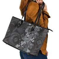 Pauli Hawai'i Hibiscus Leather Tote Bag Polynesian Tribal Tattoo Pattern Floral Elements LT9 - Polynesian Pride