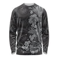 Pauli Hawai'i Hibiscus Long Sleeve Shirt Polynesian Tribal Tattoo Pattern Floral Elements LT9 Unisex Soft Black - Polynesian Pride