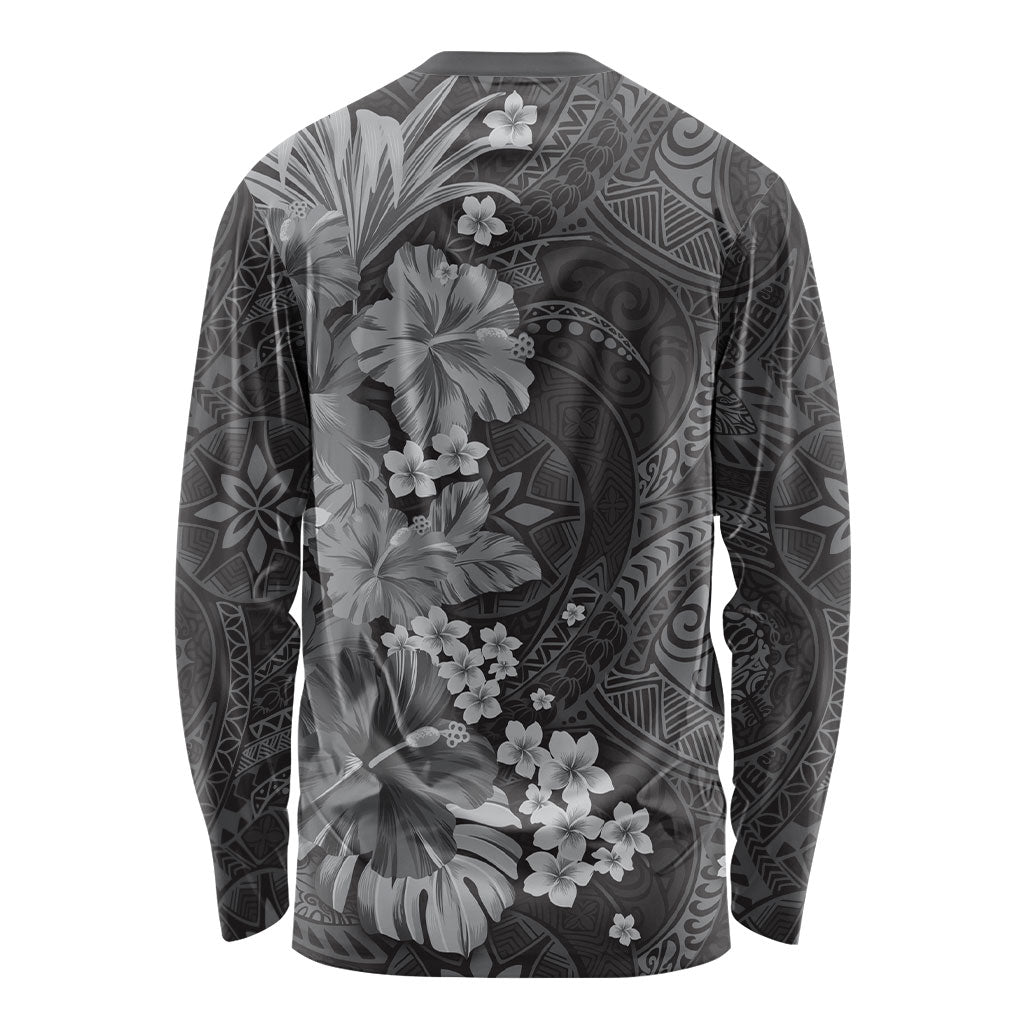 Pauli Hawai'i Hibiscus Long Sleeve Shirt Polynesian Tribal Tattoo Pattern Floral Elements LT9 - Polynesian Pride
