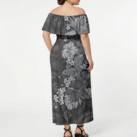 Pauli Hawai'i Hibiscus Off Shoulder Maxi Dress Polynesian Tribal Tattoo Pattern Floral Elements LT9 - Polynesian Pride