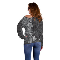 Pauli Hawai'i Hibiscus Off Shoulder Sweater Polynesian Tribal Tattoo Pattern Floral Elements LT9 - Polynesian Pride