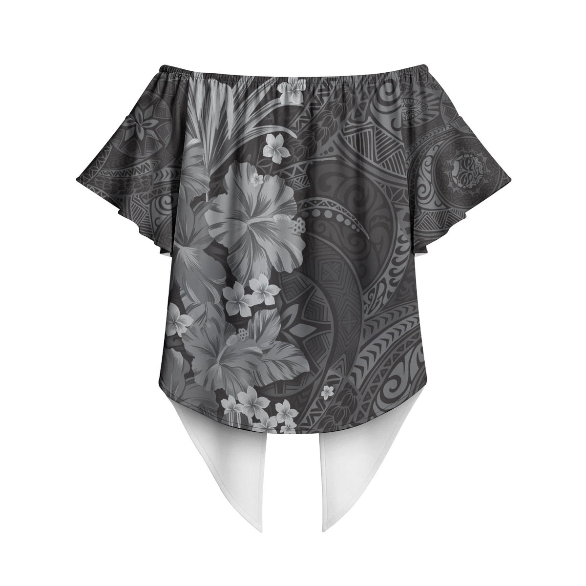 Pauli Hawai'i Hibiscus Off Shoulder Wrap Waist Top Polynesian Tribal Tattoo Pattern Floral Elements LT9 - Polynesian Pride