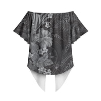 Pauli Hawai'i Hibiscus Off Shoulder Wrap Waist Top Polynesian Tribal Tattoo Pattern Floral Elements LT9 - Polynesian Pride