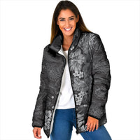 Pauli Hawai'i Hibiscus Padded Jacket Polynesian Tribal Tattoo Pattern Floral Elements LT9 Women Soft Black - Polynesian Pride