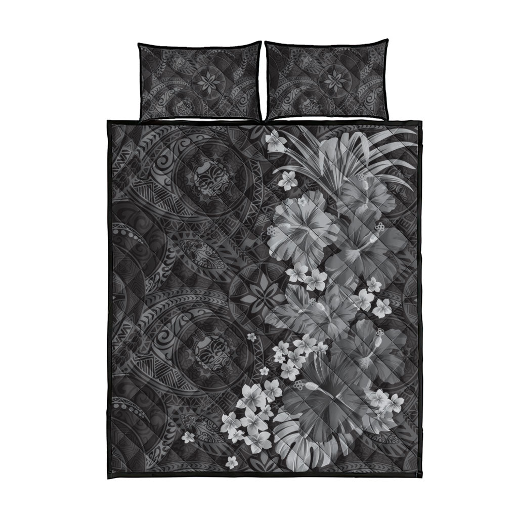 Pauli Hawai'i Hibiscus Quilt Bed Set Polynesian Tribal Tattoo Pattern Floral Elements LT9 - Polynesian Pride