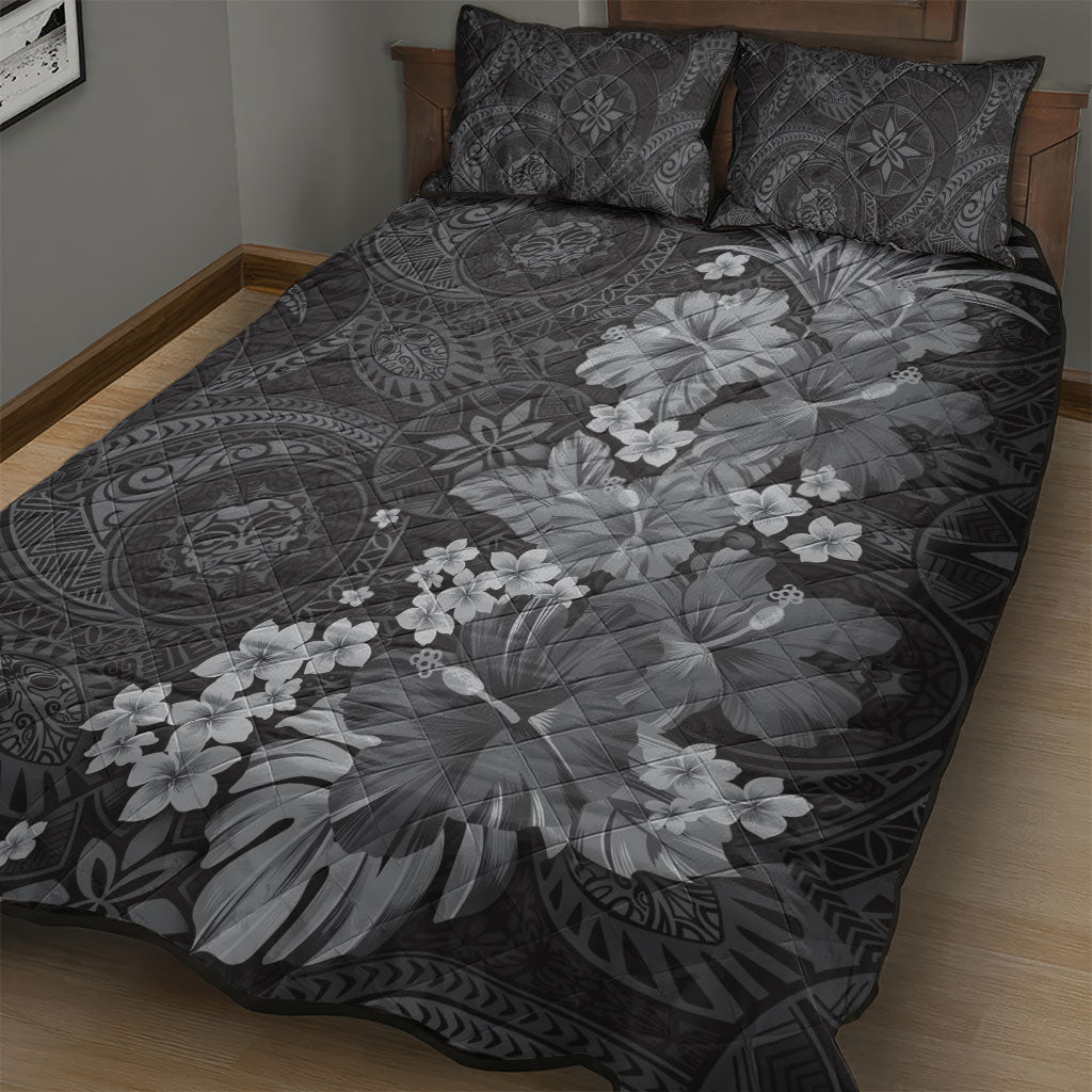Pauli Hawai'i Hibiscus Quilt Bed Set Polynesian Tribal Tattoo Pattern Floral Elements LT9 - Polynesian Pride