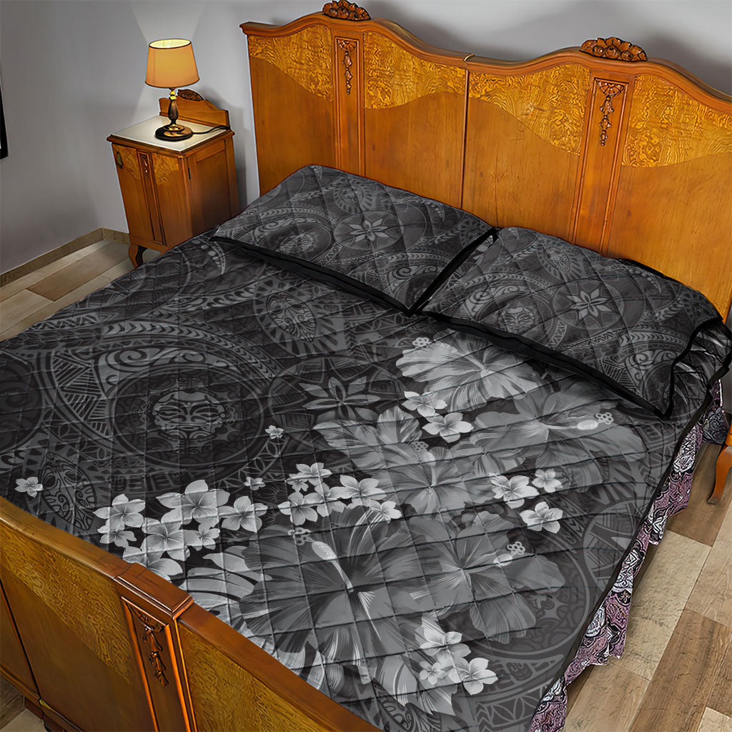 Pauli Hawai'i Hibiscus Quilt Bed Set Polynesian Tribal Tattoo Pattern Floral Elements LT9 - Polynesian Pride