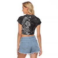 Pauli Hawai'i Hibiscus Raglan Cropped T Shirt Polynesian Tribal Tattoo Pattern Floral Elements LT9 - Polynesian Pride