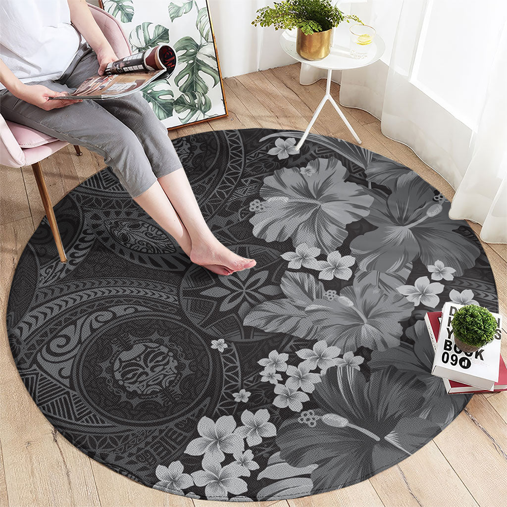 Pauli Hawai'i Hibiscus Round Carpet Polynesian Tribal Tattoo Pattern Floral Elements LT9 - Polynesian Pride