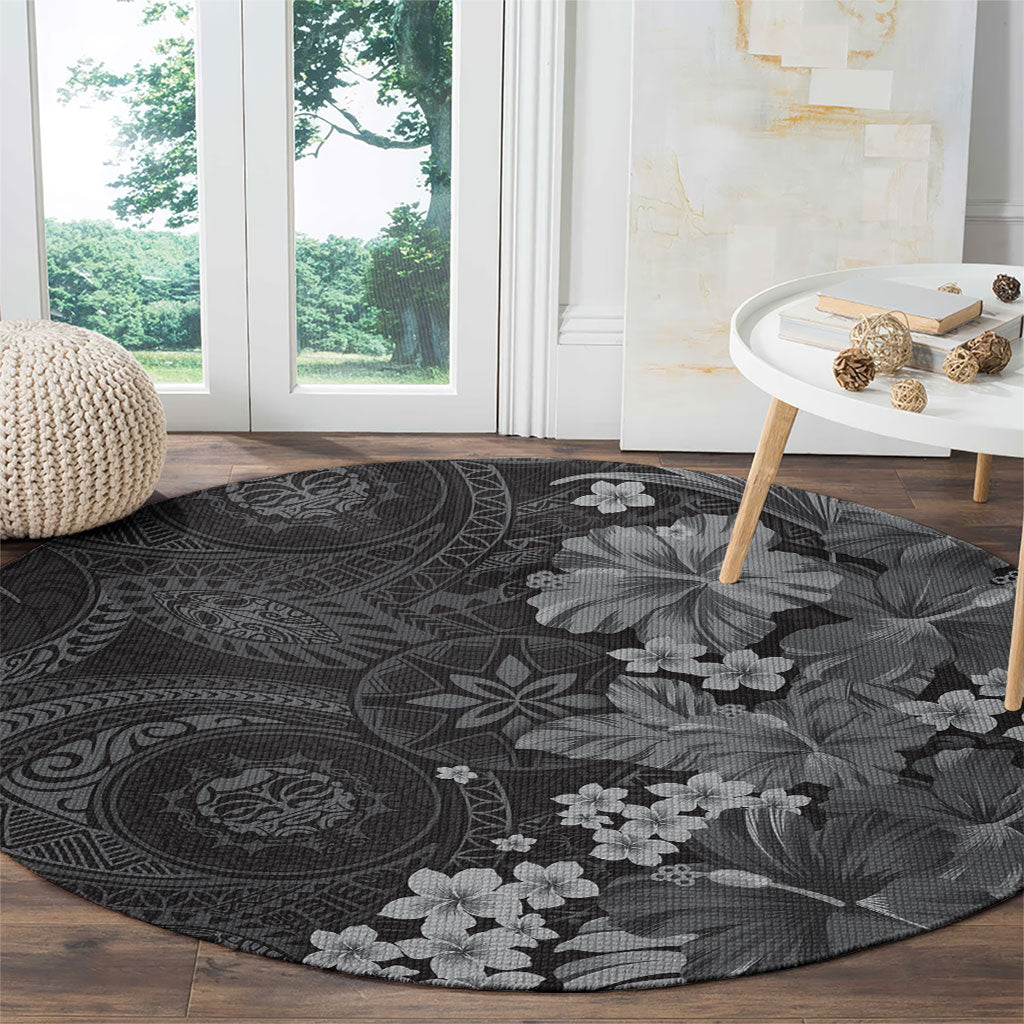 Pauli Hawai'i Hibiscus Round Carpet Polynesian Tribal Tattoo Pattern Floral Elements LT9 - Polynesian Pride