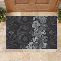 Pauli Hawai'i Hibiscus Rubber Doormat Polynesian Tribal Tattoo Pattern Floral Elements LT9 Soft Black - Polynesian Pride