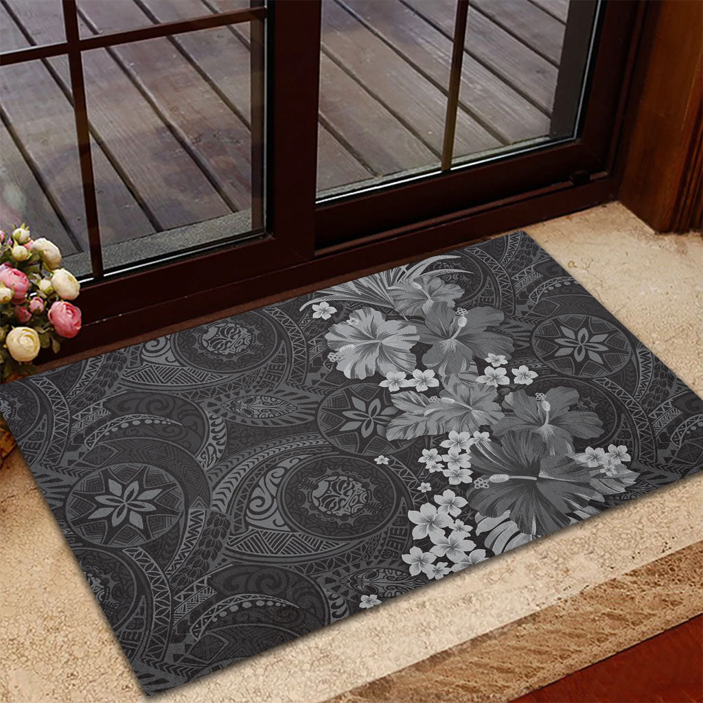 Pauli Hawai'i Hibiscus Rubber Doormat Polynesian Tribal Tattoo Pattern Floral Elements LT9 - Polynesian Pride