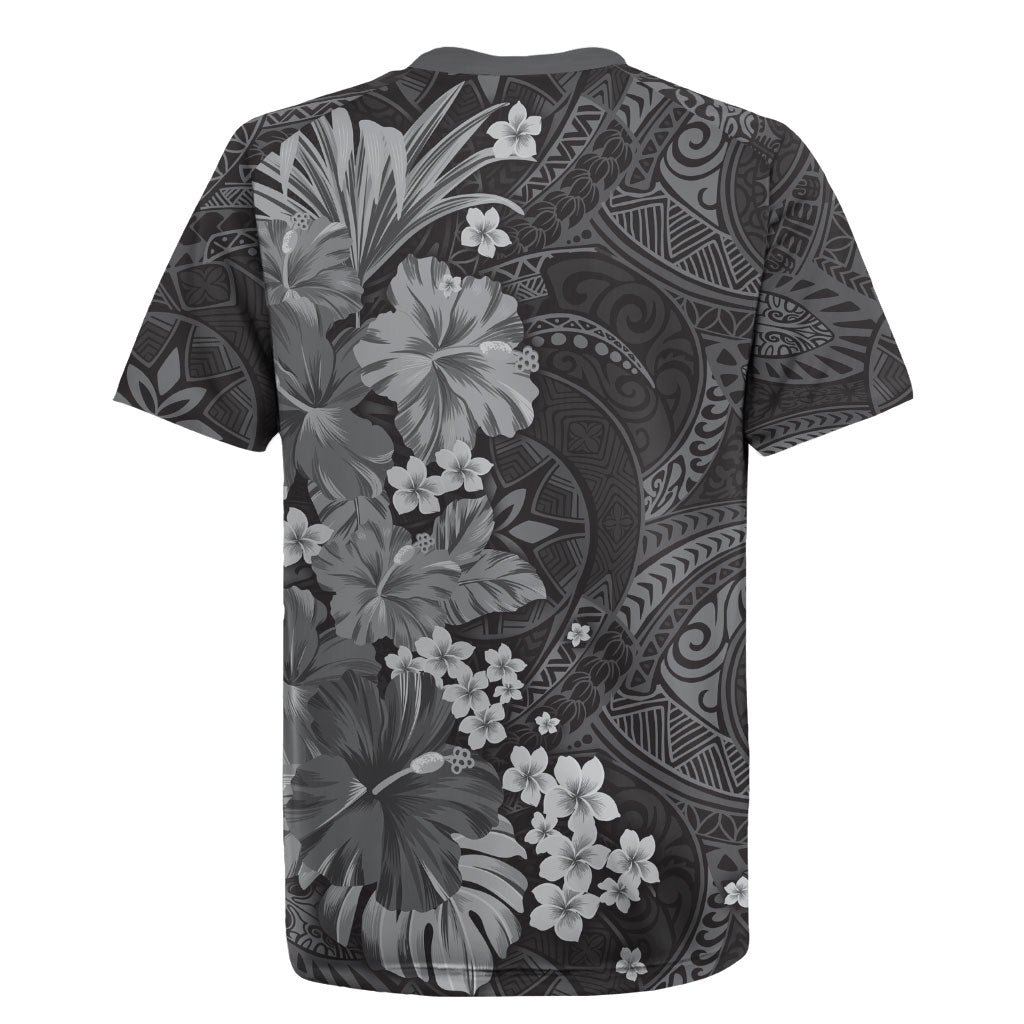 Pauli Hawai'i Hibiscus Rugby Jersey Polynesian Tribal Tattoo Pattern Floral Elements LT9 - Polynesian Pride