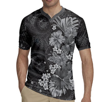 Pauli Hawai'i Hibiscus Rugby Jersey Polynesian Tribal Tattoo Pattern Floral Elements LT9 - Polynesian Pride