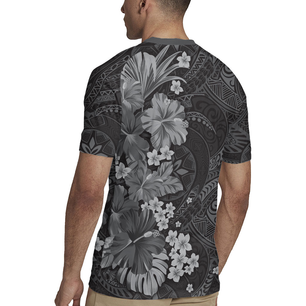 Pauli Hawai'i Hibiscus Rugby Jersey Polynesian Tribal Tattoo Pattern Floral Elements LT9 - Polynesian Pride