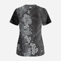 Pauli Hawai'i Hibiscus Scrub Top Polynesian Tribal Tattoo Pattern Floral Elements LT9 - Polynesian Pride