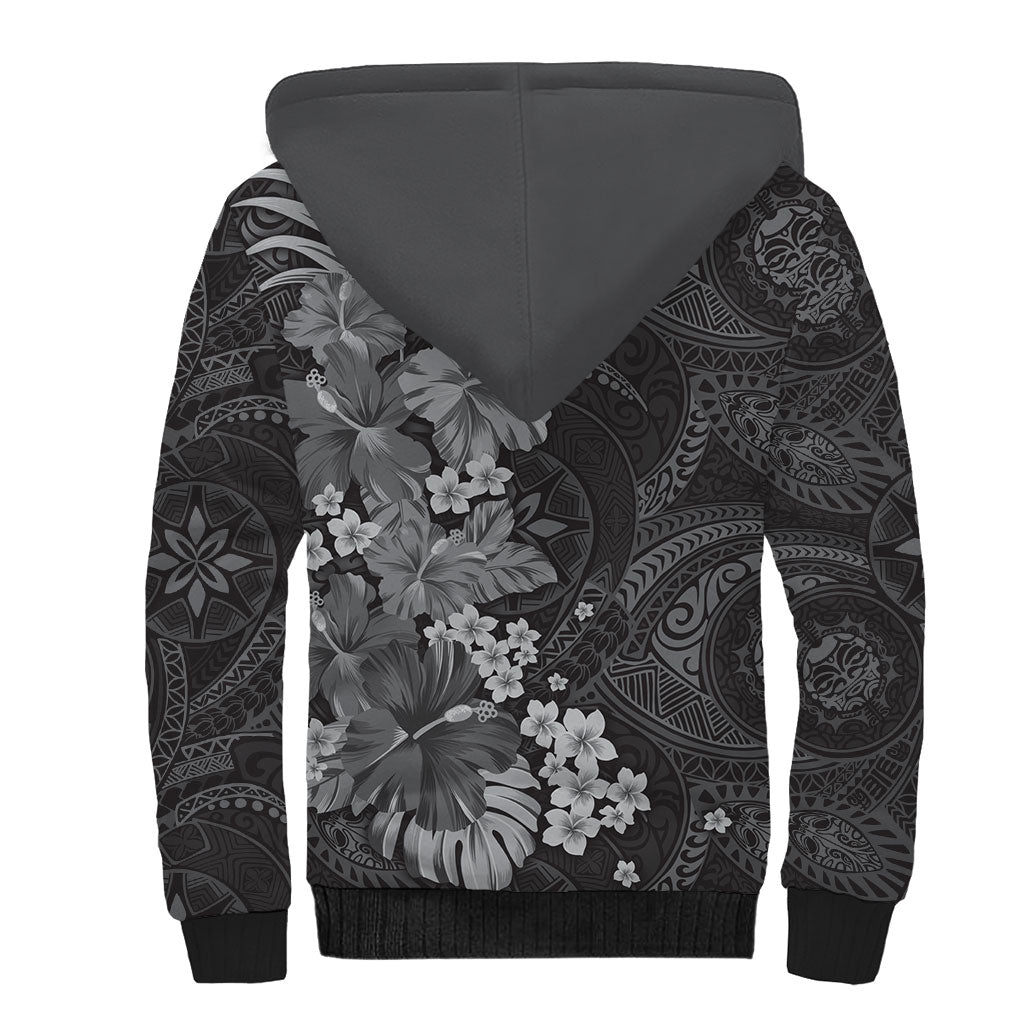 Pauli Hawai'i Hibiscus Sherpa Hoodie Polynesian Tribal Tattoo Pattern Floral Elements LT9 - Polynesian Pride