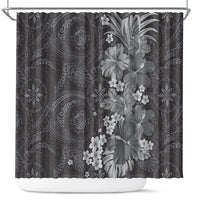 Pauli Hawai'i Hibiscus Shower Curtain Polynesian Tribal Tattoo Pattern Floral Elements LT9 Soft Black - Polynesian Pride