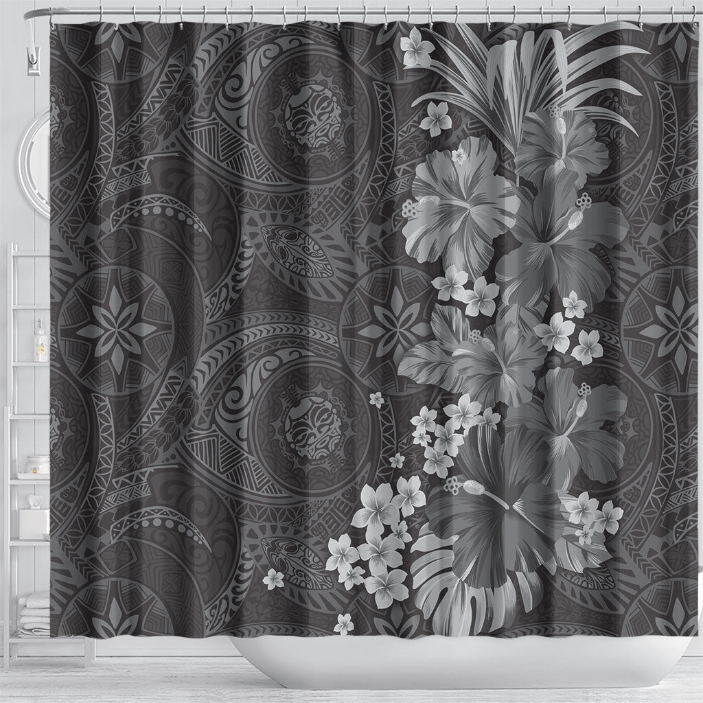 Pauli Hawai'i Hibiscus Shower Curtain Polynesian Tribal Tattoo Pattern Floral Elements LT9 - Polynesian Pride