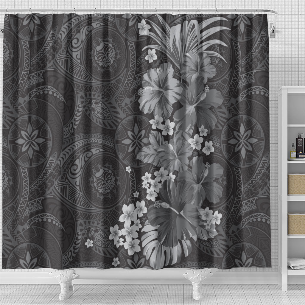 Pauli Hawai'i Hibiscus Shower Curtain Polynesian Tribal Tattoo Pattern Floral Elements LT9 - Polynesian Pride