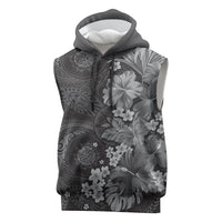 Pauli Hawai'i Hibiscus Sleeveless Hoodie Polynesian Tribal Tattoo Pattern Floral Elements LT9 Soft Black - Polynesian Pride