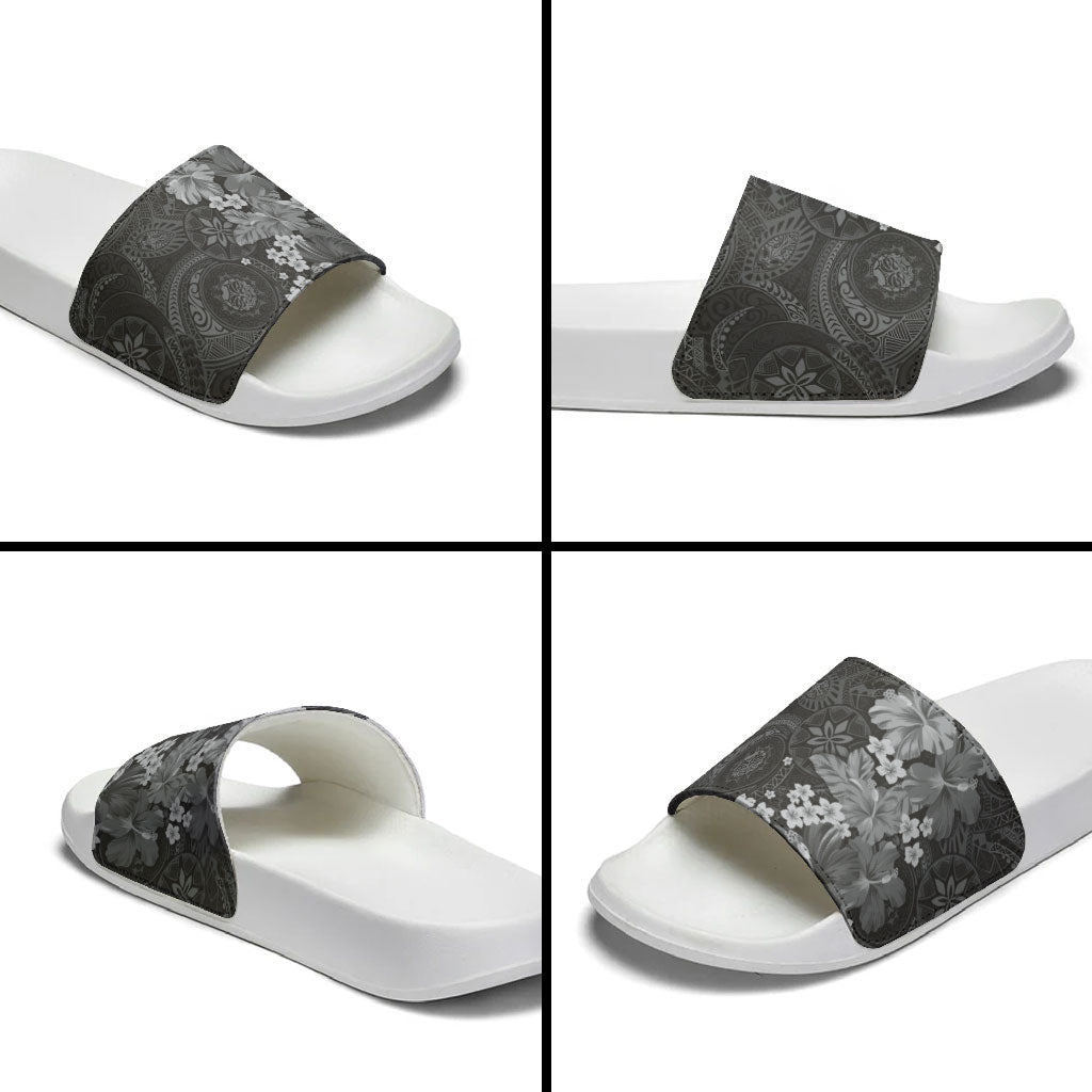 Pauli Hawai'i Hibiscus Slide Sandals Polynesian Tribal Tattoo Pattern Floral Elements LT9 - Polynesian Pride