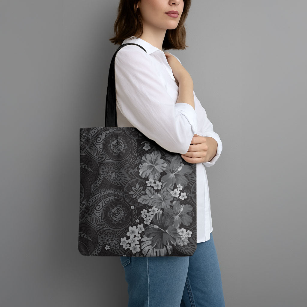 Pauli Hawai'i Hibiscus Tote Bag Polynesian Tribal Tattoo Pattern Floral Elements LT9 - Polynesian Pride