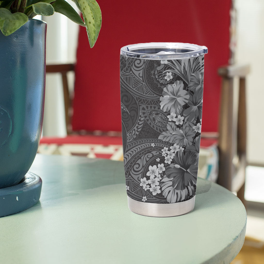 Pauli Hawai'i Hibiscus Tumbler Cup Polynesian Tribal Tattoo Pattern Floral Elements LT9 - Polynesian Pride