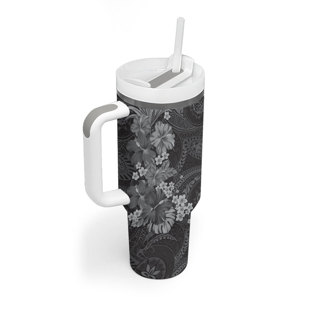 Pauli Hawai'i Hibiscus Tumbler With Handle Polynesian Tribal Tattoo Pattern Floral Elements LT9 - Polynesian Pride