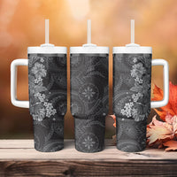 Pauli Hawai'i Hibiscus Tumbler With Handle Polynesian Tribal Tattoo Pattern Floral Elements LT9 - Polynesian Pride