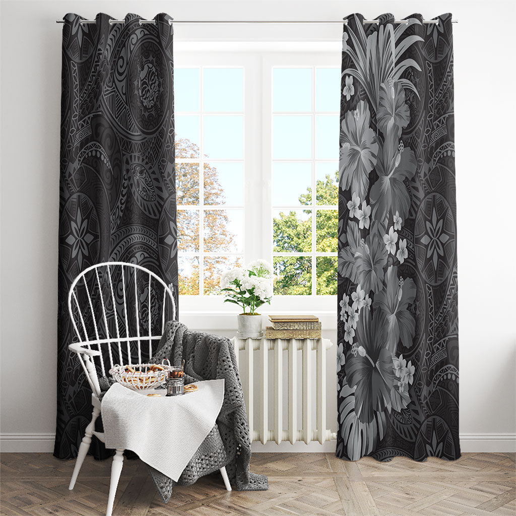 Pauli Hawai'i Hibiscus Window Curtain Polynesian Tribal Tattoo Pattern Floral Elements LT9 - Polynesian Pride