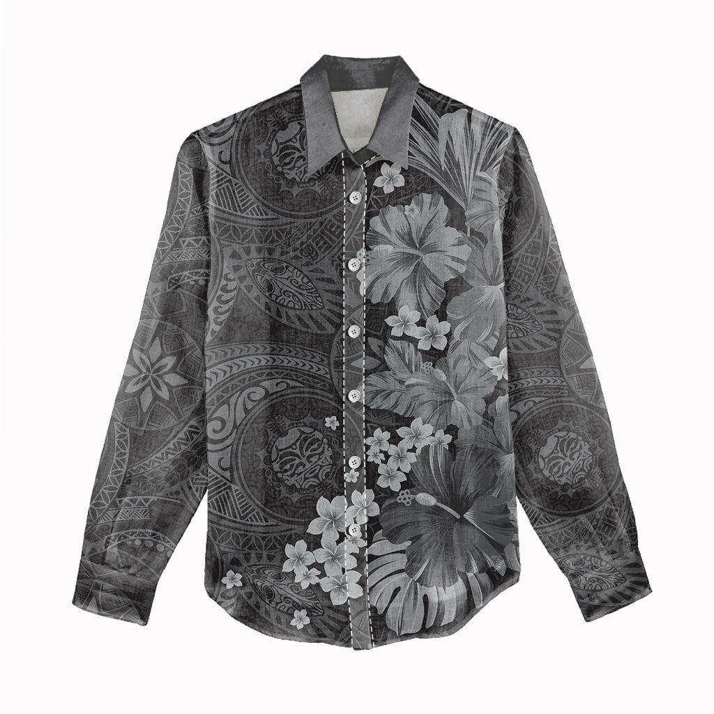 Pauli Hawai'i Hibiscus Women Casual Shirt Polynesian Tribal Tattoo Pattern Floral Elements LT9 - Polynesian Pride